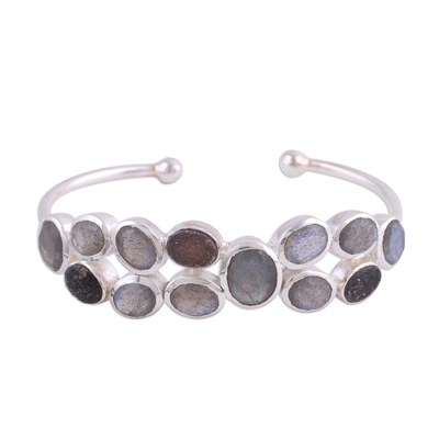 Labradorite and Drusy Cuff Bracelet from India