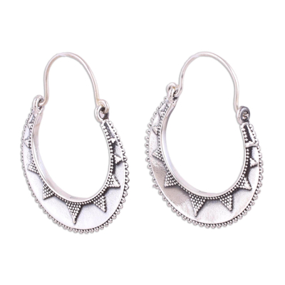 Fair Trade Indian Style Sterling Silver Hoop Earrings