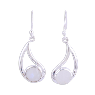 Faceted Rainbow Moonstone and Sterling Silver Earrings