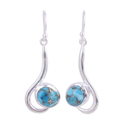 Sterling Silver Dangle Earrings with Composite Turquoise
