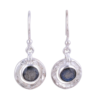 Sterling Silver and Labradorite Round Dangle Earrings