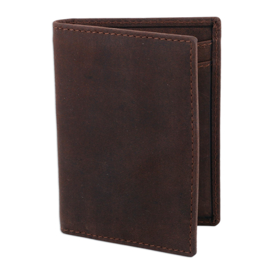 Dark Brown Leather Card Holder Bifold Wallet