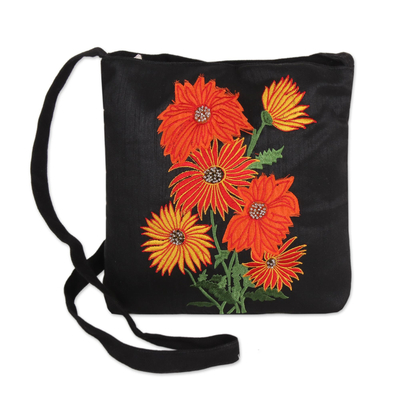 Embroidered Floral Sling Handbag from India