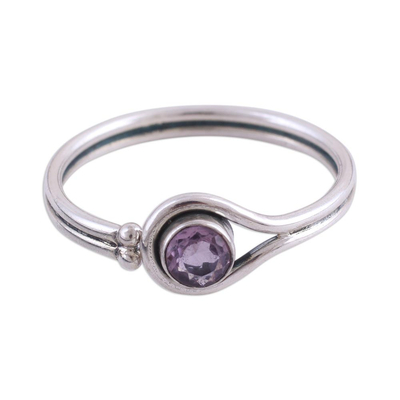 Rhodium Plated Amethyst Cocktail Ring from India