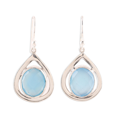 Blue Chalcedony and Sterling Silver Dangle Earrings