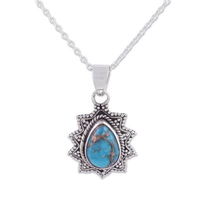 Sterling Silver and Composite Turquoise Pendant Necklace