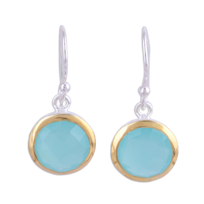 Aqua Chalcedony Earrings with 18k Gold Accents