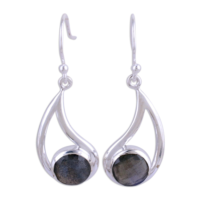 Faceted Labradorite and Silver Dangle Earrings
