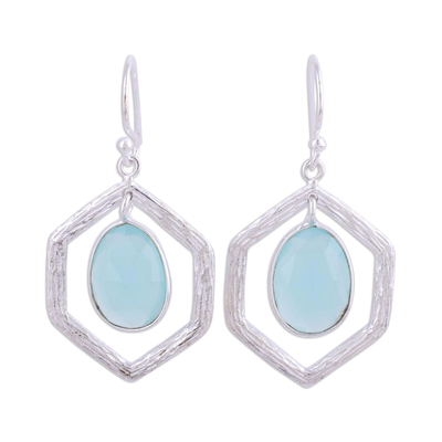 Blue Chalcedony and Sterling Silver Dangle Earrings