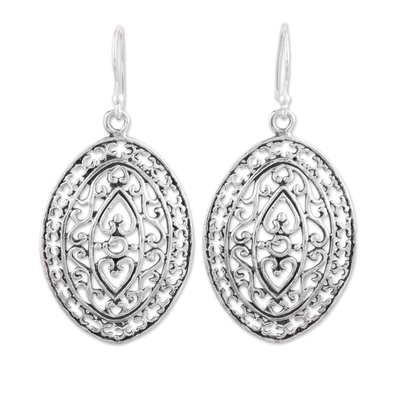 Sterling Silver Dangle Earrings with Jali Motif from India
