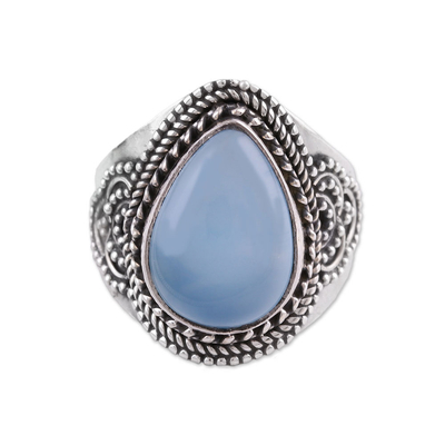 Sterling Silver Blue Chalcedony Cocktail Ring