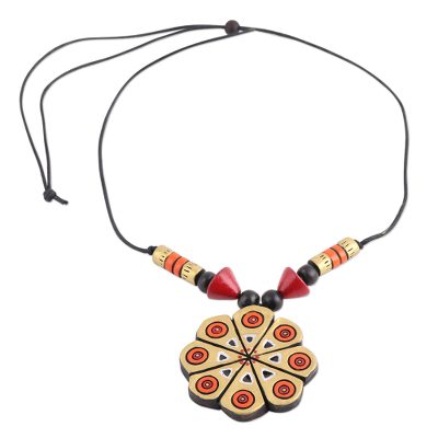 Hand Crafted Ceramic Pendant Necklace from India