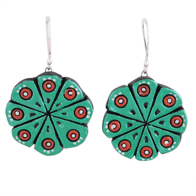 Hand Crafted Ceramic Dangle Earrings from India