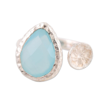 Blue Chalcedony Sterling Silver Wrap Ring from India