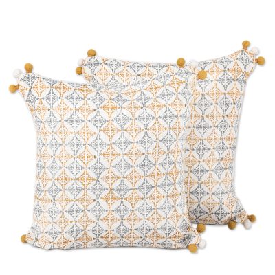 Handmade 100% Cotton Block Printed Cushion Covers Pair
