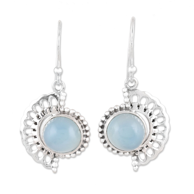 Handmade 925 Sterling Silver Blue Chalcedony Earrings India