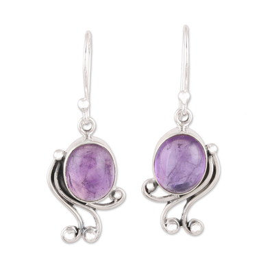 Handmade 925 Sterling Silver Amethyst Dangle Earrings