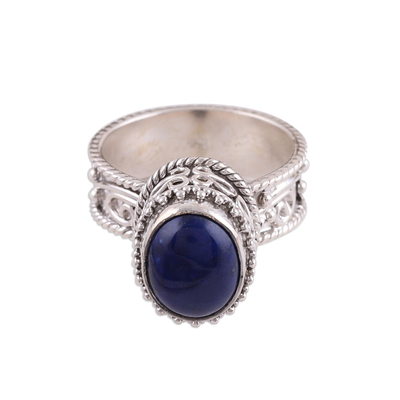Oval Lapis Lazuli Single Stone Ring from India