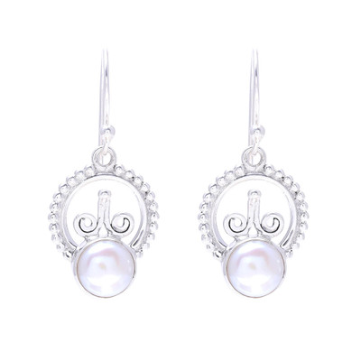 Cultured Freshwater Pearl Sterling Silver Dangle Earrings