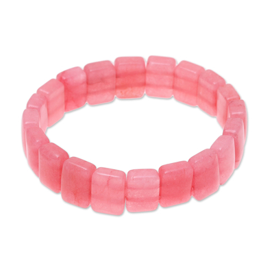 Agate Beaded Stretch Bracelet in Pink from India