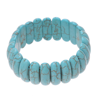 Reconstituted Turquoise Cool Water Beaded Stretch Bracelet