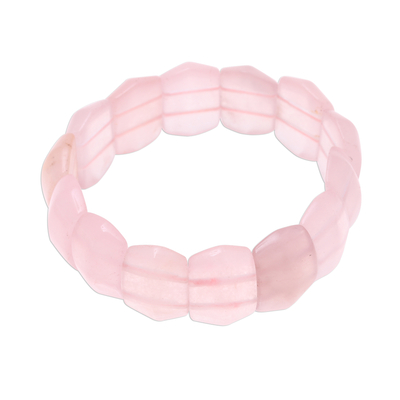 Pastel Pink Aventurine Beaded Stretch Bracelet from India