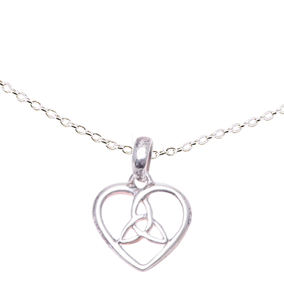 Sterling Silver Heart and Knot Minimalist Pendant Necklace