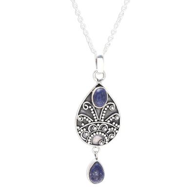 Sterling Silver and Lapis Lazuli Teardrop Pendant Necklace