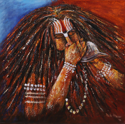 Colorful Expressionist Painting of a Sadhu from India