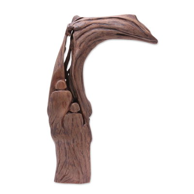Hand-Carved Sal Wood Abstract Figure Natural Sculpture