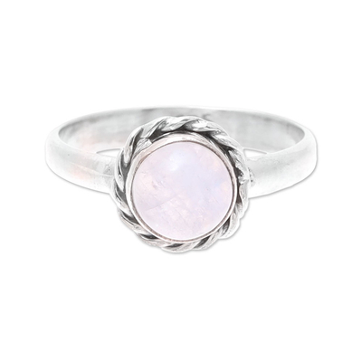 Rainbow Moonstone and Twisted Sterling Silver Cocktail Ring