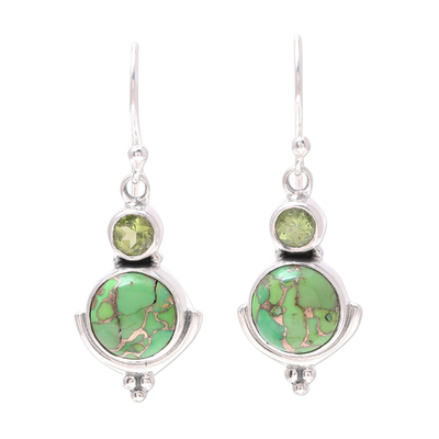 Green Peridot Dangle Earrings from India