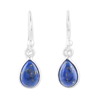 Lapis Lazuli and Sterling Silver Teardrop Dangle Earrings
