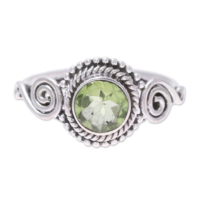 Spiral Motif Peridot Cocktail Ring from India