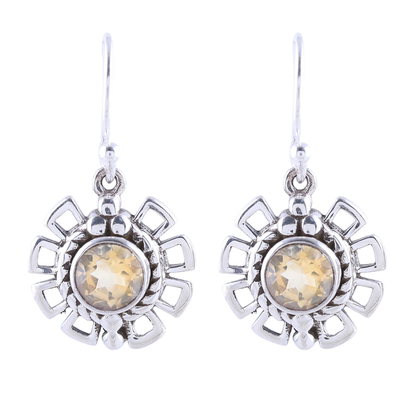 Gleaming Citrine Dangle Earrings Crafted in India