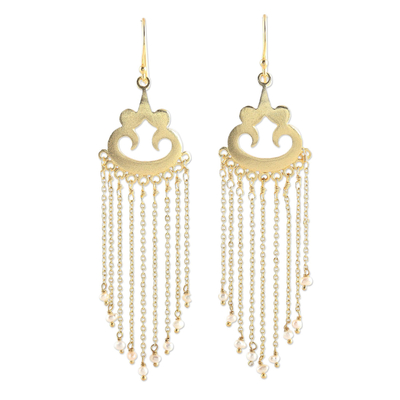 Gold Plated Cultured Pearl Waterfall Earrings from India