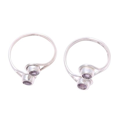 Faceted Amethyst Toe Rings Crafted in India (Pair)