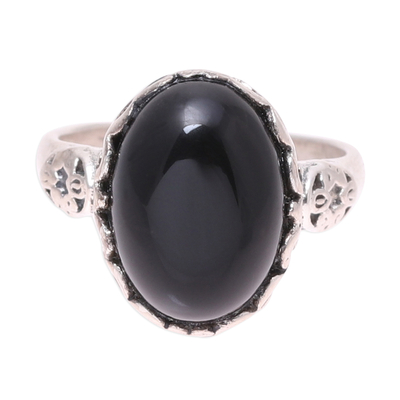 Oval Onyx Cocktail Ring in Black from India