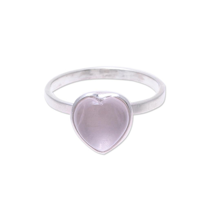Heart-Shaped Rose Quartz Cocktail Ring from India