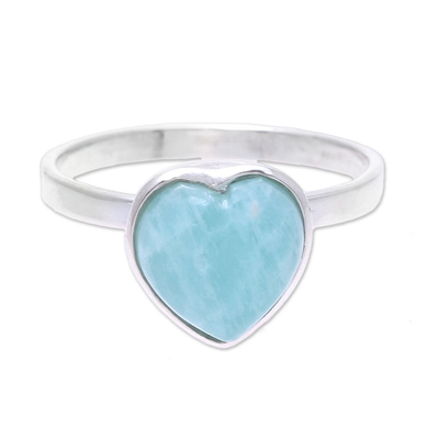 Heart-Shaped Amazonite Cocktail Ring from India