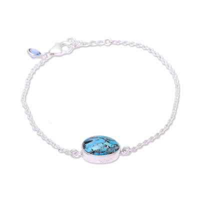 Turquoise and Blue Topaz Pendant Bracelet from India