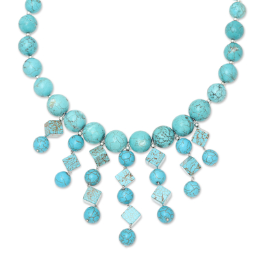 Handcrafted Blue Calcite Beaded Statement Necklace