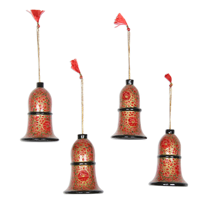 Artisan Crafted Papier Mache Bell Ornaments (Set of 4)