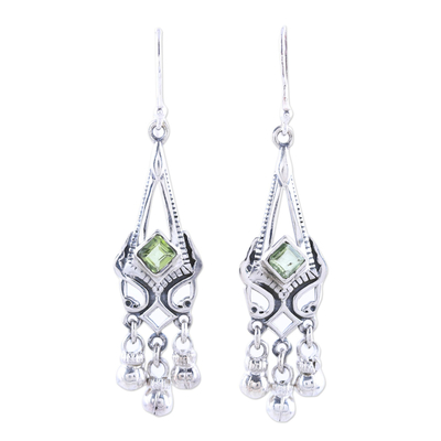 Sterling Silver and Green Peridot Chandelier Earrings
