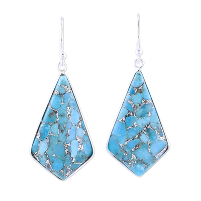 Sterling Silver and Composite Turquoise Dangle Earrings