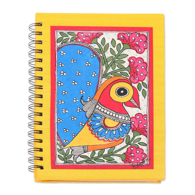 Paper Journal with Signed Madhubani Peacock Painting