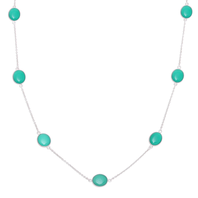 Green Onyx Station Necklace Crafted in India