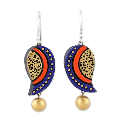 Hand-Painted Ceramic Dangle Earrings Crafted in India