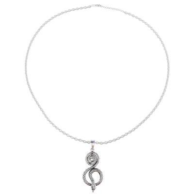 Serpentine Snake Sterling Silver Pendant Necklace from India
