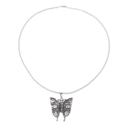 Butterfly Sterling Silver Pendant Necklace from India